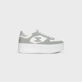 Block Wedge Sneaker in Calfskin and Suede Calfskin Block Wedge Sneaker in Calfskin and Suede Calfskin