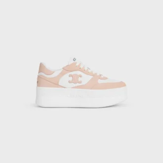 Block Wedge Sneaker in Calfskin and Suede Calfskin Block Wedge Sneaker in Calfskin and Suede Calfskin
