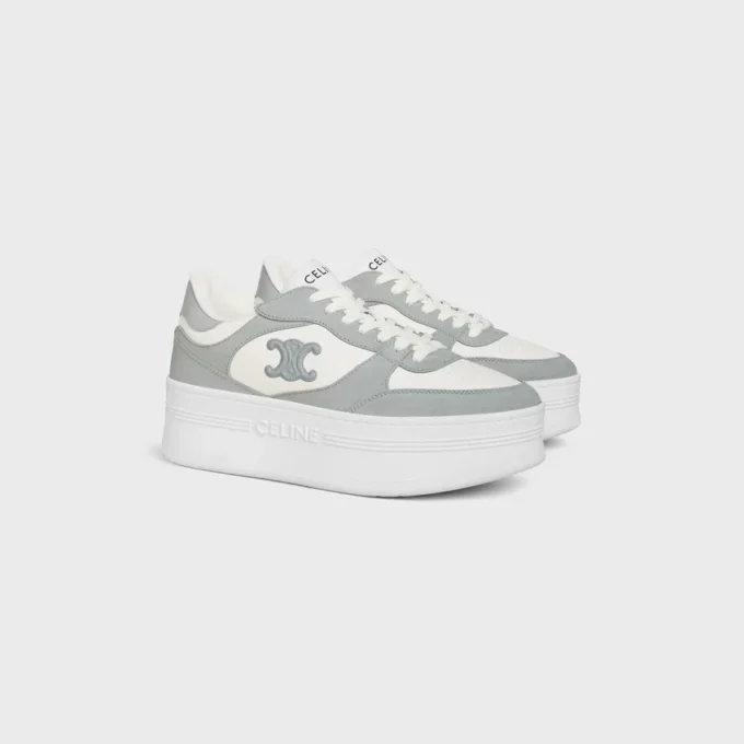 Block Wedge Sneaker in Calfskin and Suede Calfskin Block Wedge Sneaker in Calfskin and Suede Calfskin