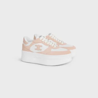 Block Wedge Sneaker in Calfskin and Suede Calfskin Block Wedge Sneaker in Calfskin and Suede Calfskin