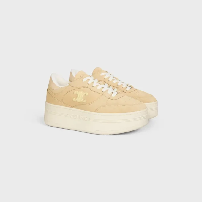 Block Wedge Sneaker in Suede Calfskin and Calfskin Block Wedge Sneaker in Suede Calfskin and Calfskin