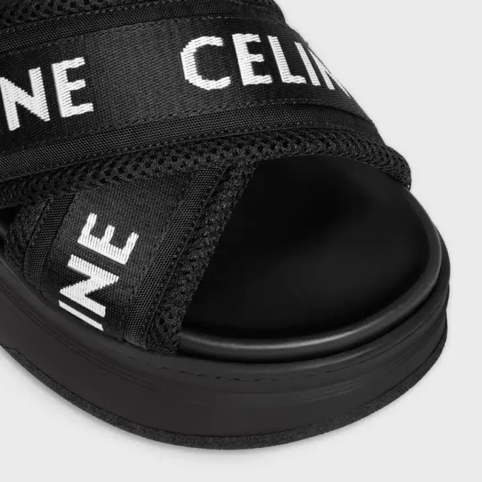 Celine Block Slide z siateczki, nylonu i tkaniny z żakardowym wzorem CELINE