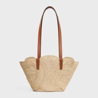Celine Classic Panier Small Braided Triomphe z rafii i skóry cielęcej
