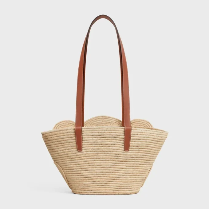 Celine Classic Panier Small Braided Triomphe z rafii i skóry cielęcej Celine Classic Panier Small Braided Triomphe z rafii i skóry cielęcej