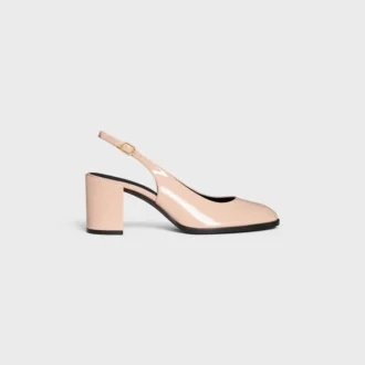 CELINE Lily Perforated Triomphe Slingback z lakierowanej skóry cielęcej CELINE Lily Perforated Triomphe Slingback z lakierowanej skóry cielęcej
