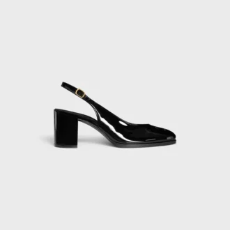 CELINE Lily Perforated Triomphe Slingback z lakierowanej skóry cielęcej CELINE Lily Perforated Triomphe Slingback z lakierowanej skóry cielęcej