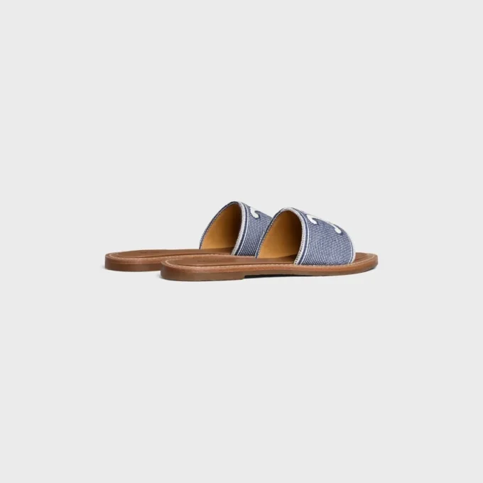 CELINE Lympia Mule z tkaniny w paski z motywem Triomphe