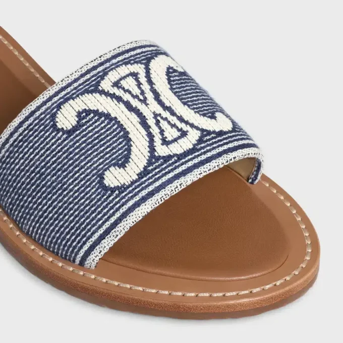 CELINE Lympia Mule z tkaniny w paski z motywem Triomphe