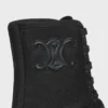 CELINE Masywne sznurowane buty z nylonu i błyszczącej skóry bydlęcej CELINE Masywne sznurowane buty z nylonu i błyszczącej skóry bydlęcej