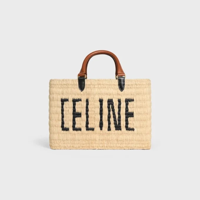 CELINE Paris Panier z rafii i skóry cielęcej CELINE Paris Panier z rafii i skóry cielęcej