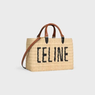 CELINE Paris Panier  z rafii i skóry cielęcej