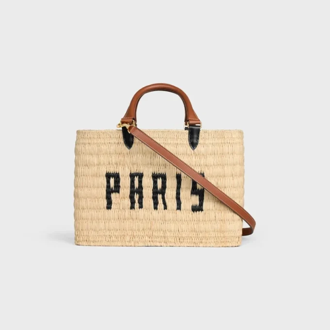 CELINE Paris Panier z rafii i skóry cielęcej CELINE Paris Panier z rafii i skóry cielęcej