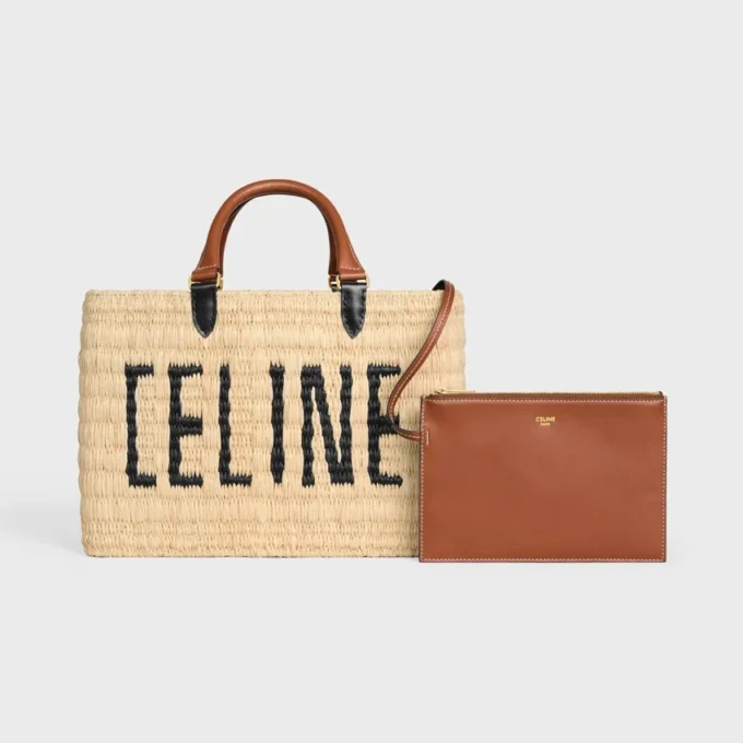 CELINE Paris Panier z rafii i skóry cielęcej CELINE Paris Panier z rafii i skóry cielęcej