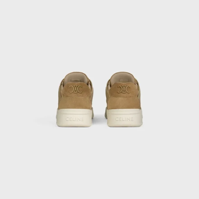 CELINE Trainer Ct-09 Niskie sznurowane trampki z zamszowej skóry cielęcej i siateczki