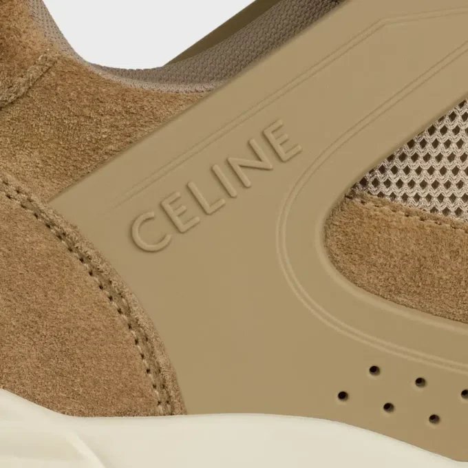 CELINE Trainer Ct-09 Niskie sznurowane trampki z zamszowej skóry cielęcej i siateczki