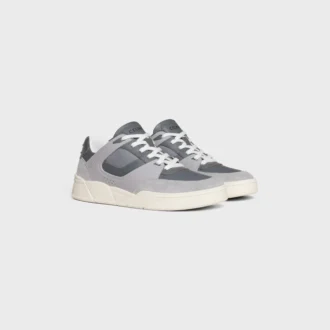 CELINE Trainer Ct-09 Niskie sznurowane trampki z zamszowej skóry cielęcej, skóry cielęcej i siateczki