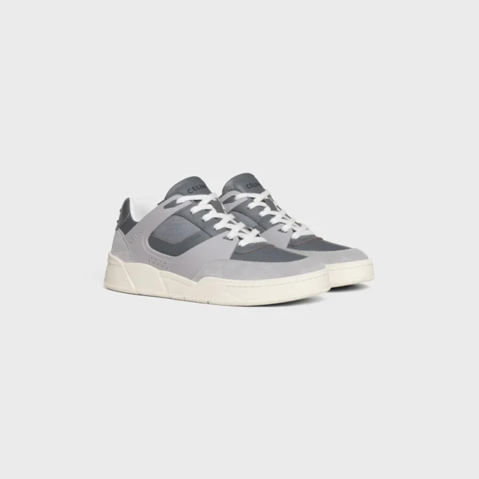 CELINE Trainer Ct-09 Niskie sznurowane trampki z zamszowej skóry cielęcej, skóry cielęcej i siateczki CELINE Trainer Ct-09 Niskie sznurowane trampki z zamszowej skóry cielęcej, skóry cielęcej i siateczki