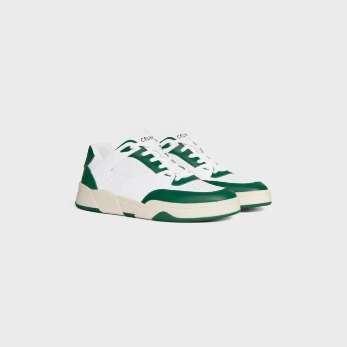CELINE Trainer Ct-09 Niskie sznurowane trampki ze skóry cielęcej i siateczki