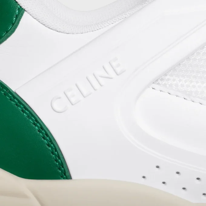 CELINE Trainer Ct-09 Niskie sznurowane trampki ze skóry cielęcej i siateczki