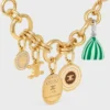 Charms Medal z perłami z żywicy i mosiądzu z wykończeniem w kolorze złotym