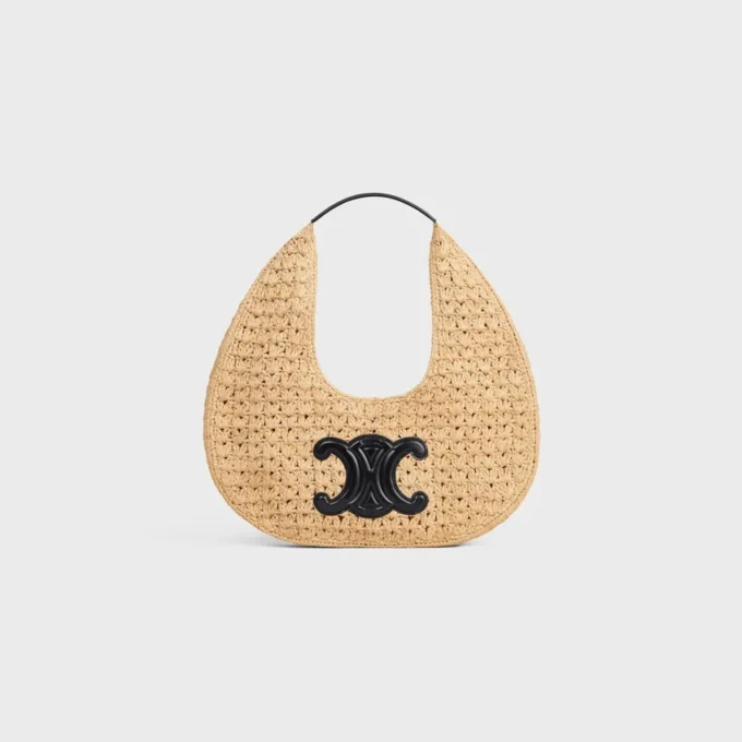 Classic Panier Hobo Bag in Raffia and Calfskin Classic Panier Hobo Bag in Raffia and Calfskin