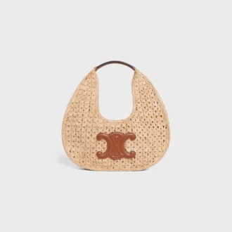 Classic Panier Hobo Bag in Raffia and Calfskin