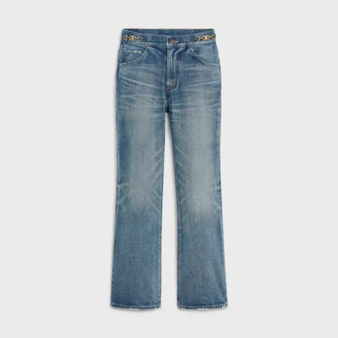 Dżinsy Dylan z rozszerzanymi nogawkami i sygnaturą, wykonane z bawełnianego denimu Dżinsy Dylan z rozszerzanymi nogawkami i sygnaturą, wykonane z bawełnianego denimu