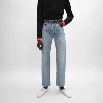 Dżinsy typu boyfriend 001 z bawełnianego denimu