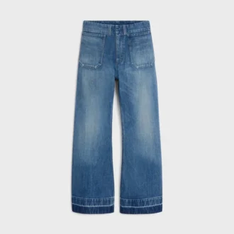 Dżinsy z rozszerzanymi nogawkami 002 z lekkiego bawełnianego denimu