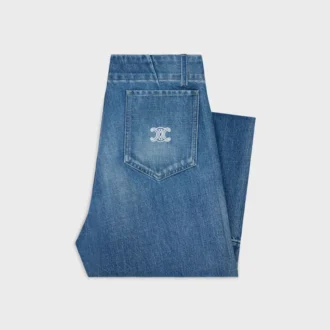 Dżinsy z rozszerzanymi nogawkami 002 z lekkiego bawełnianego denimu