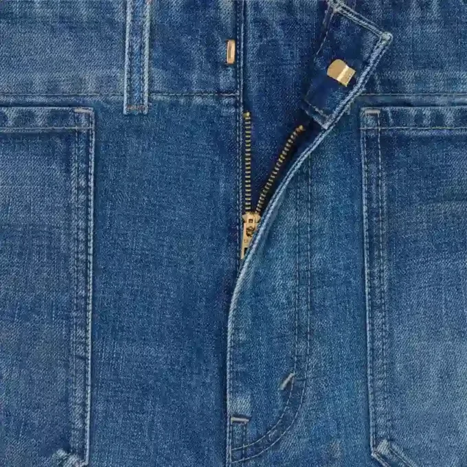 Dżinsy z rozszerzanymi nogawkami 002 z lekkiego bawełnianego denimu
