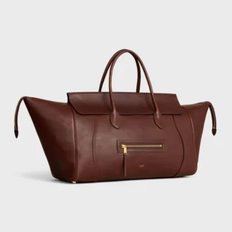 Duża torba Luggage z miękkiej, błyszczącej skóry jagnięcej