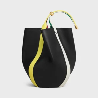 Duża torba typu bucket z gładkiej skóry cielęcej