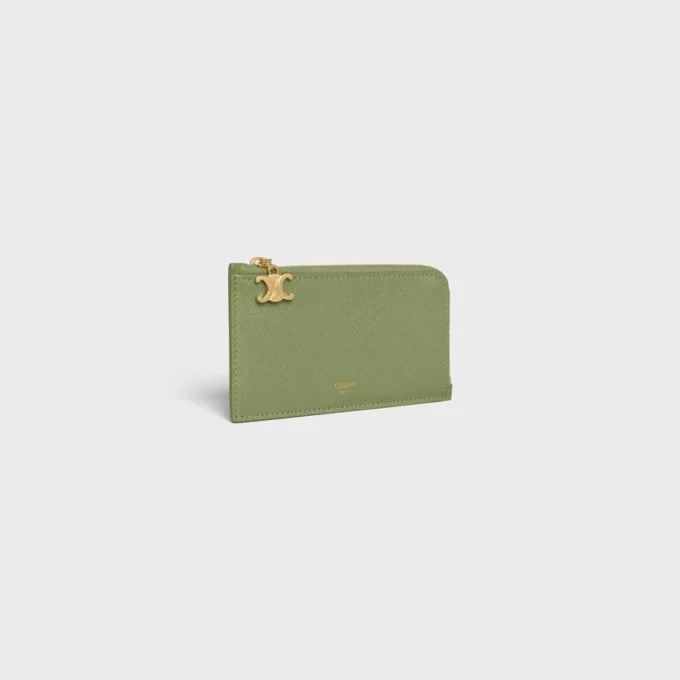 Długi portfel na karty z zamkiem błyskawicznym, wykonany ze skóry cielęcej o ziarnistej fakturze