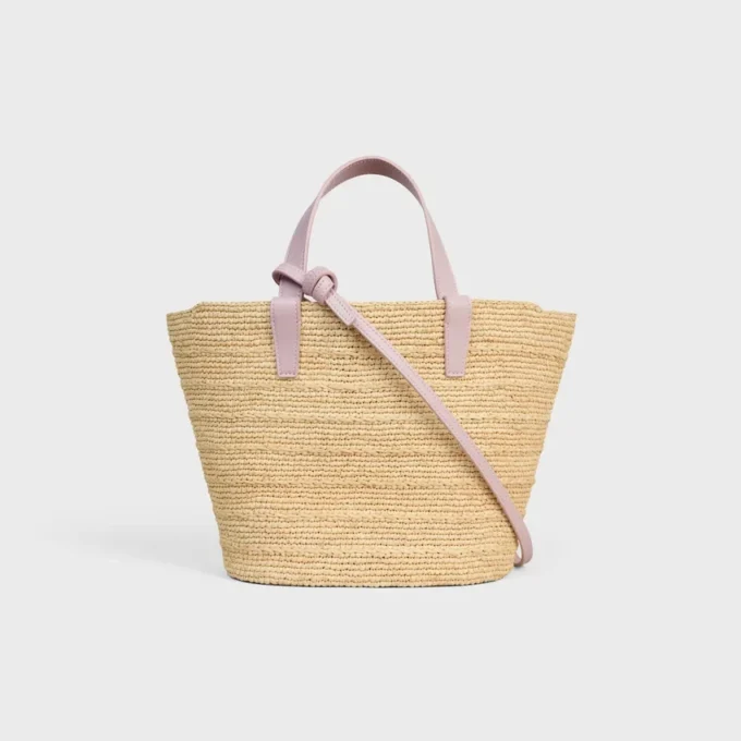Elastyczna torebka CELINE Classic Panier dla Teenów z rafii i skóry cielęcej Elastyczna torebka CELINE Classic Panier dla Teenów z rafii i skóry cielęcej