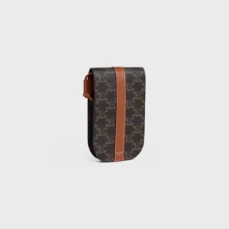 Etui na telefon z klapką z Triomphe Canvas i skóry cielęcej