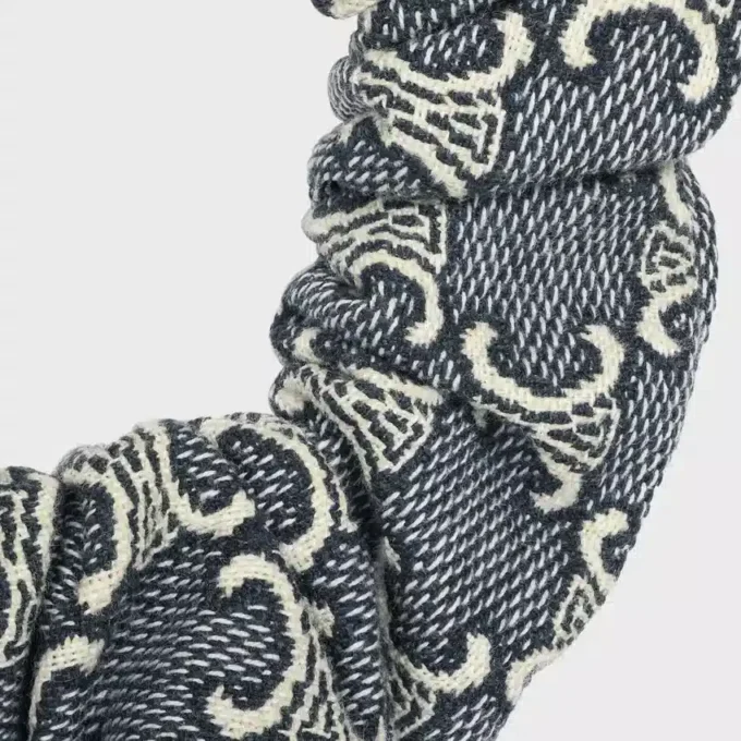 Gumka do włosów CELINE Jacquard Triomphe wykonana z bawełny, poliestru, poliamidu i mosiądzu z wykończeniem w kolorze złotym