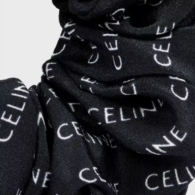 Gumka do włosów CELINE Scrunchy Rayure z jedwabiu i mosiądzu z wykończeniem w kolorze złotym