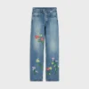Haftowane dżinsy typu boyfriend 001 z bawełnianego denimu Haftowane dżinsy typu boyfriend 001 z bawełnianego denimu