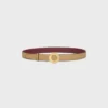 Klamra CELINE Disc 25 mm z metalu i dwustronny pasek 25 mm z gładkiej i ziarnistej skóry cielęcej Klamra CELINE Disc 25 mm z metalu i dwustronny pasek 25 mm z gładkiej i ziarnistej skóry cielęcej