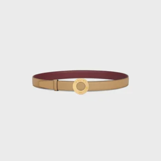 Klamra CELINE Disc 25 mm z metalu i dwustronny pasek 25 mm z gładkiej i ziarnistej skóry cielęcej Klamra CELINE Disc 25 mm z metalu i dwustronny pasek 25 mm z gładkiej i ziarnistej skóry cielęcej
