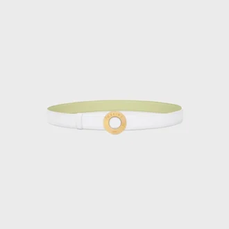 Klamra CELINE Disc 25 mm z metalu i dwustronny pasek 25 mm z gładkiej i ziarnistej skóry cielęcej Klamra CELINE Disc 25 mm z metalu i dwustronny pasek 25 mm z gładkiej i ziarnistej skóry cielęcej