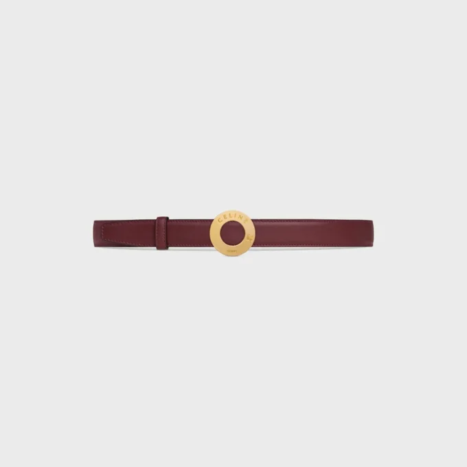 Klamra CELINE Disc 25 mm z metalu i dwustronny pasek 25 mm z gładkiej i ziarnistej skóry cielęcej Klamra CELINE Disc 25 mm z metalu i dwustronny pasek 25 mm z gładkiej i ziarnistej skóry cielęcej