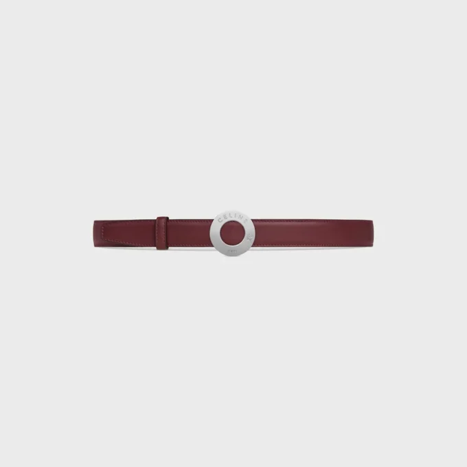 Klamra CELINE Disc 25 mm z metalu i dwustronny pasek 25 mm z gładkiej i ziarnistej skóry cielęcej Klamra CELINE Disc 25 mm z metalu i dwustronny pasek 25 mm z gładkiej i ziarnistej skóry cielęcej