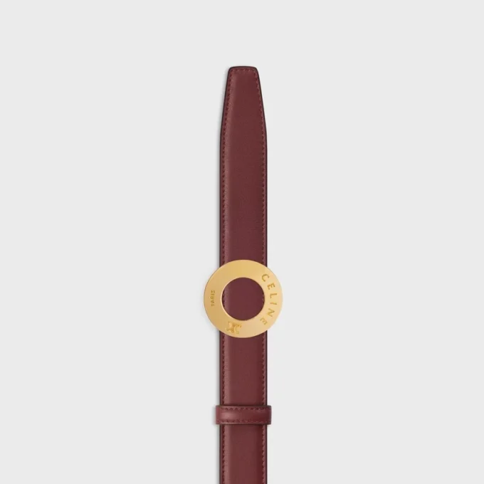 Klamra CELINE Disc 25 mm z metalu i dwustronny pasek 25 mm z gładkiej i ziarnistej skóry cielęcej Klamra CELINE Disc 25 mm z metalu i dwustronny pasek 25 mm z gładkiej i ziarnistej skóry cielęcej