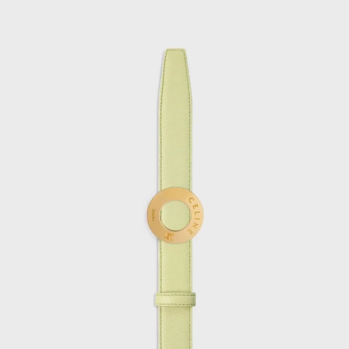 Klamra CELINE Disc 25 mm z metalu i dwustronny pasek 25 mm z gładkiej i ziarnistej skóry cielęcej