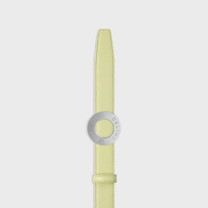 Klamra CELINE Disc 25 mm z metalu i dwustronny pasek 25 mm z gładkiej i ziarnistej skóry cielęcej Klamra CELINE Disc 25 mm z metalu i dwustronny pasek 25 mm z gładkiej i ziarnistej skóry cielęcej
