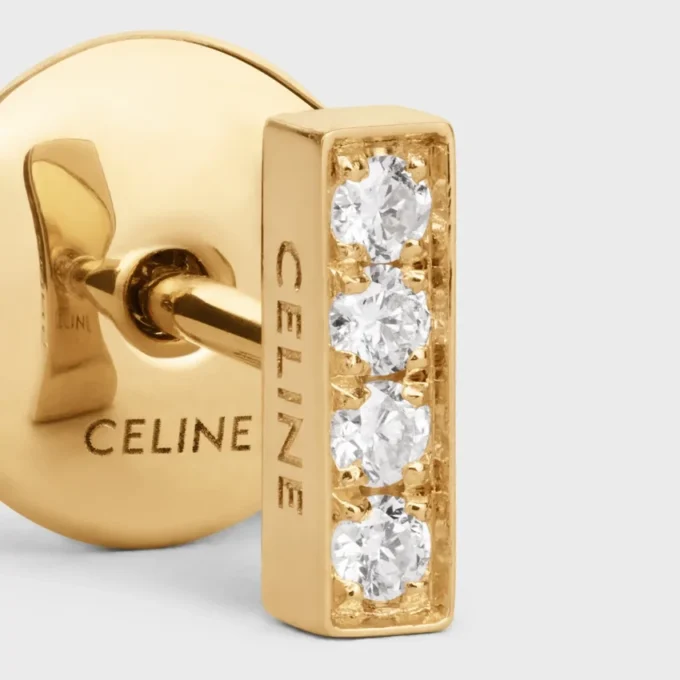 Kolczyki CELINE Line z żółtego złota z brylantami