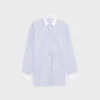 Koszulka oversize z bawełny chambray w paski Koszulka oversize z bawełny chambray w paski