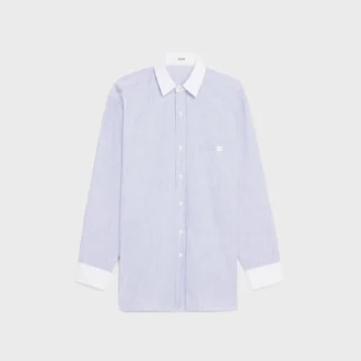 Koszulka oversize z bawełny chambray w paski